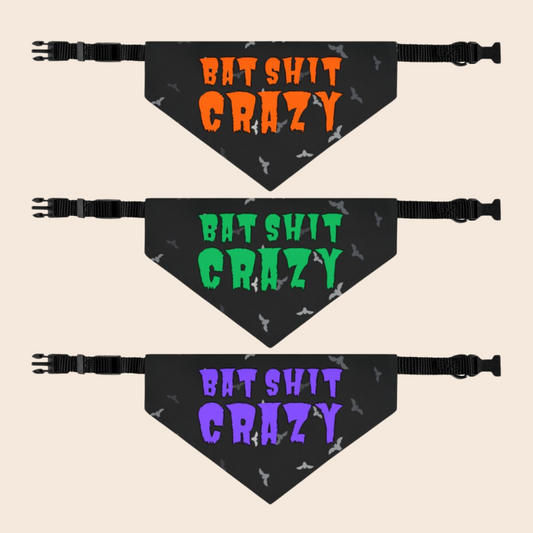 Bat Shit Crazy Over the Collar Halloween Dog Bandana