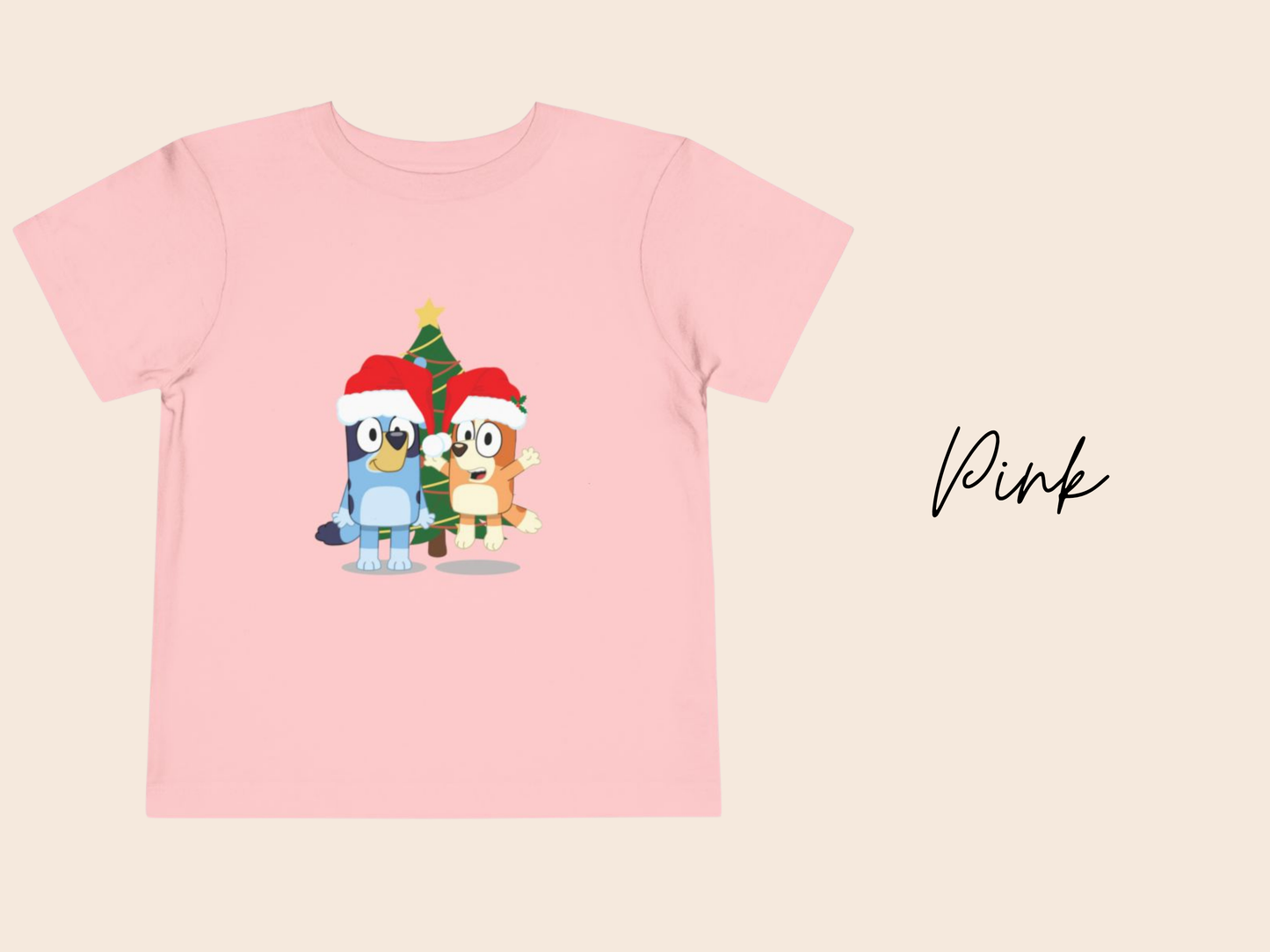 Bluey and Bingo Christmas Toddler T-Shirt | Bluey TV Show | Bluey Heeler, Winter, Christmas, Xmas, Trendy, Soft, Cute Kid's T-Shirt