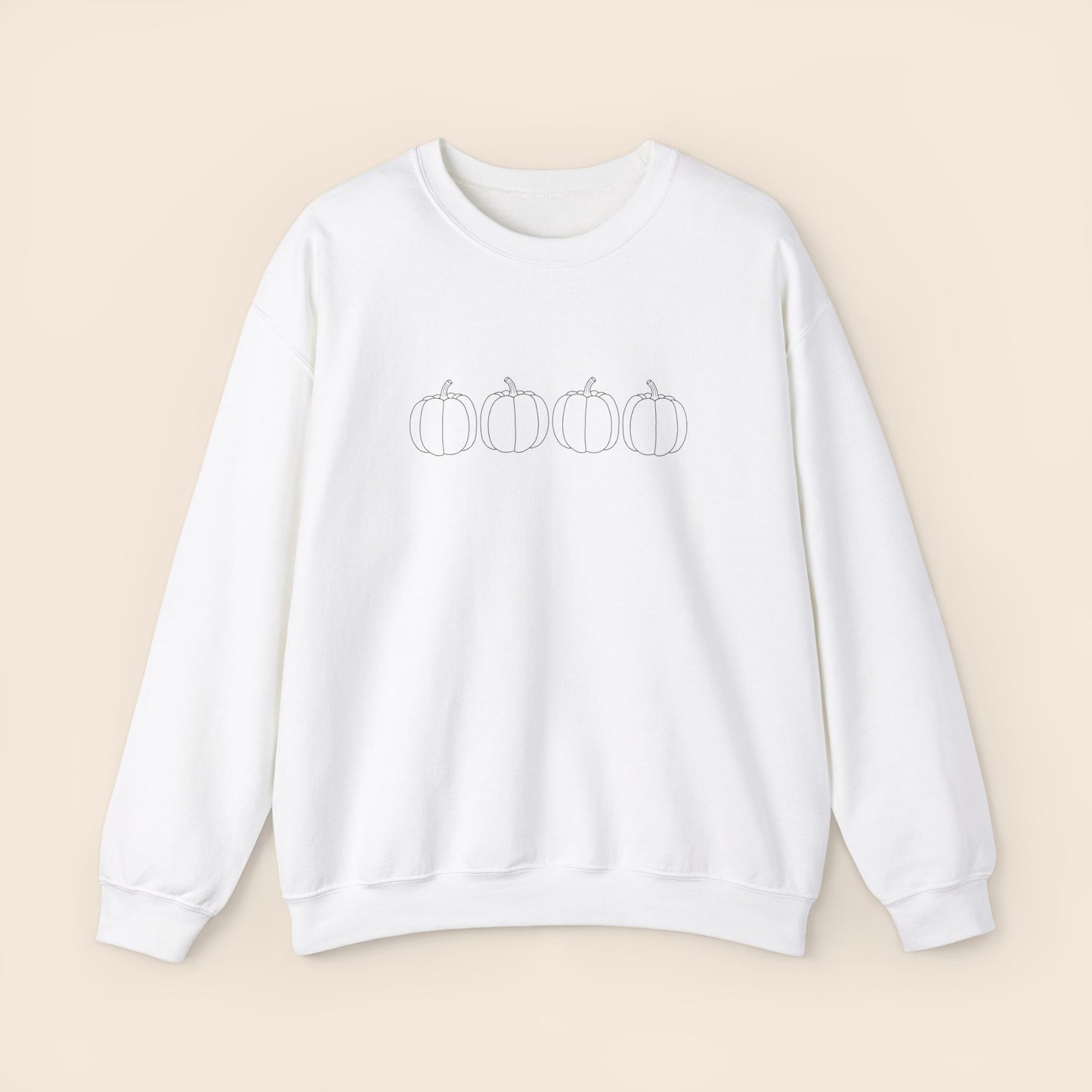 4 pumpkins on a crewneck sweatshirt