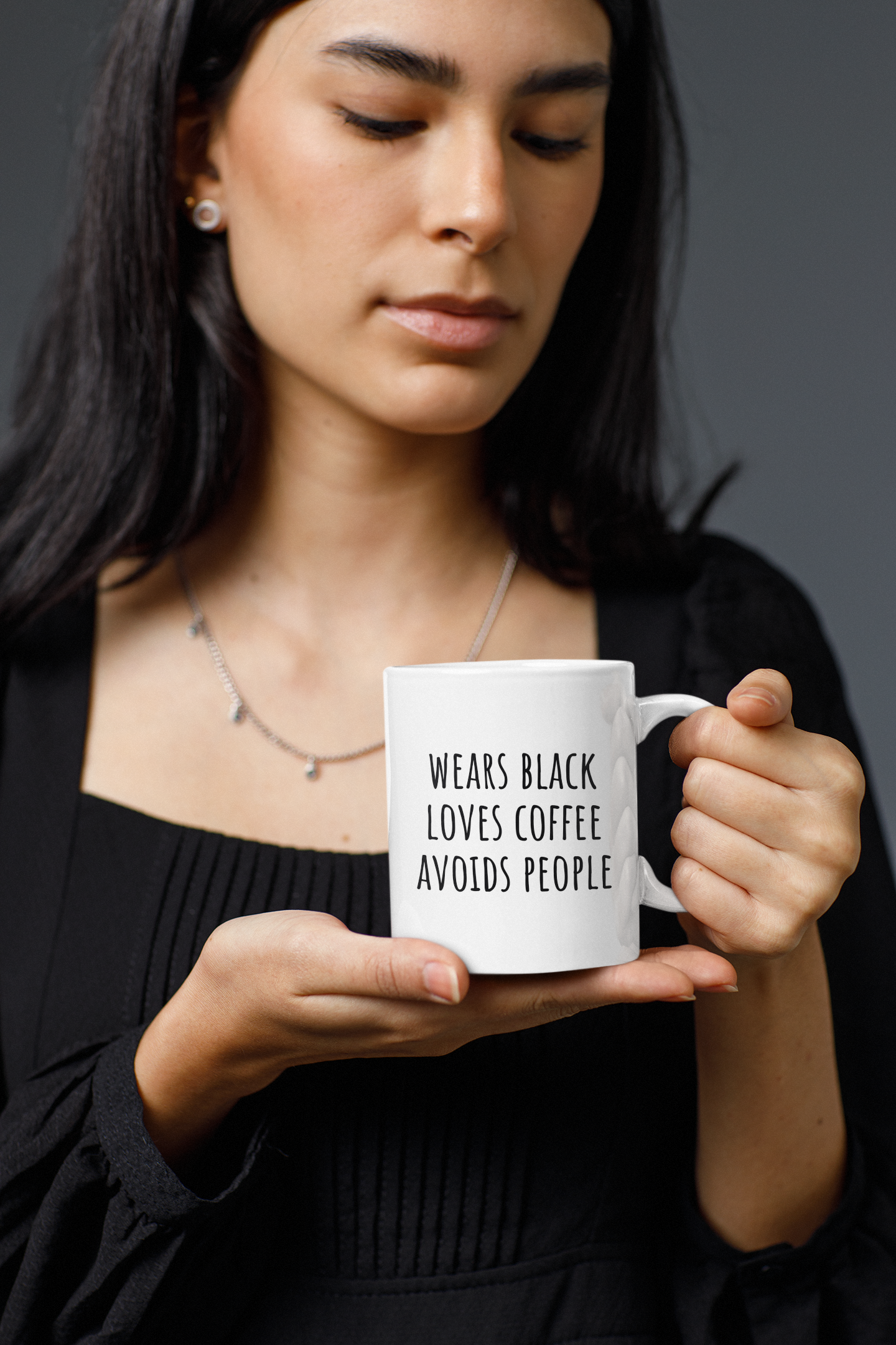 Wears Black, Loves Coffee, Avoids People 11 oz Ceramic Coffee Mug