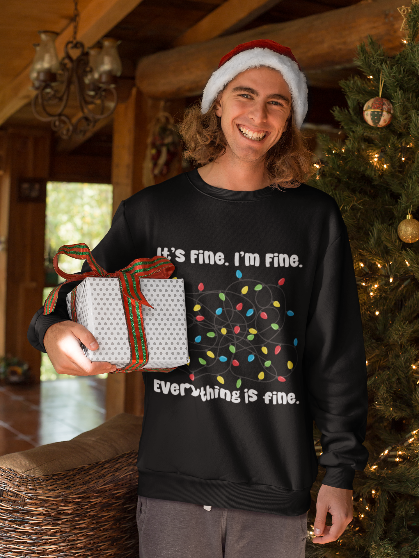 It's Fine I'm Fine Everything is Fine Christmas Crewneck Sweatshirt