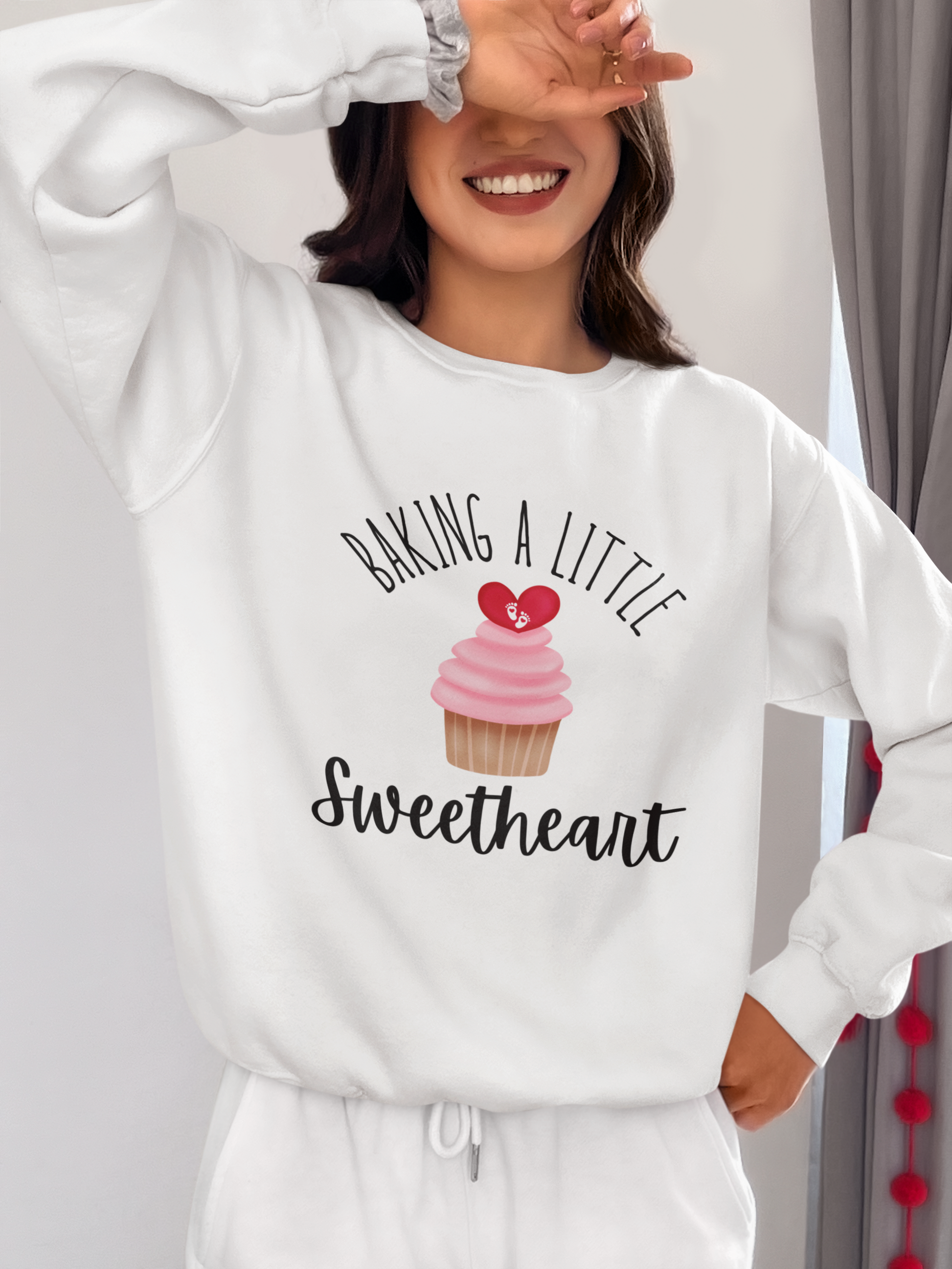Baking a Little Sweetheart Pregnancy Crewneck Sweatshirt