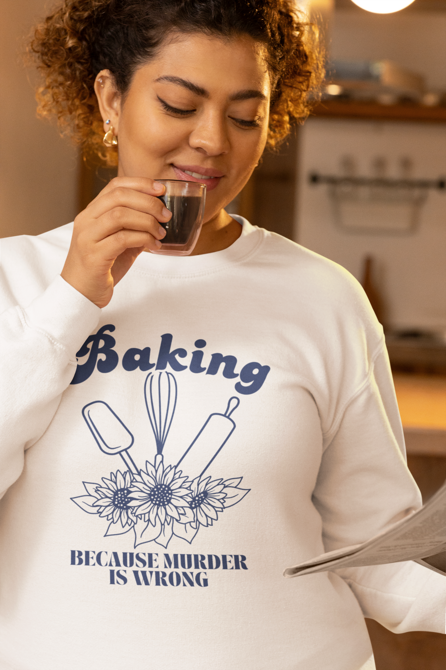 Baking Because Murder Is Wrong Crewneck Sweatshirt