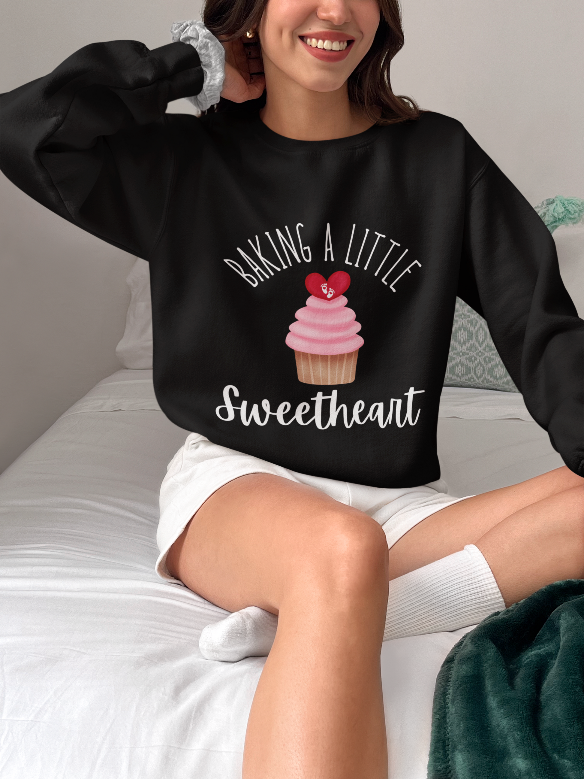Baking a Little Sweetheart Pregnancy Crewneck Sweatshirt