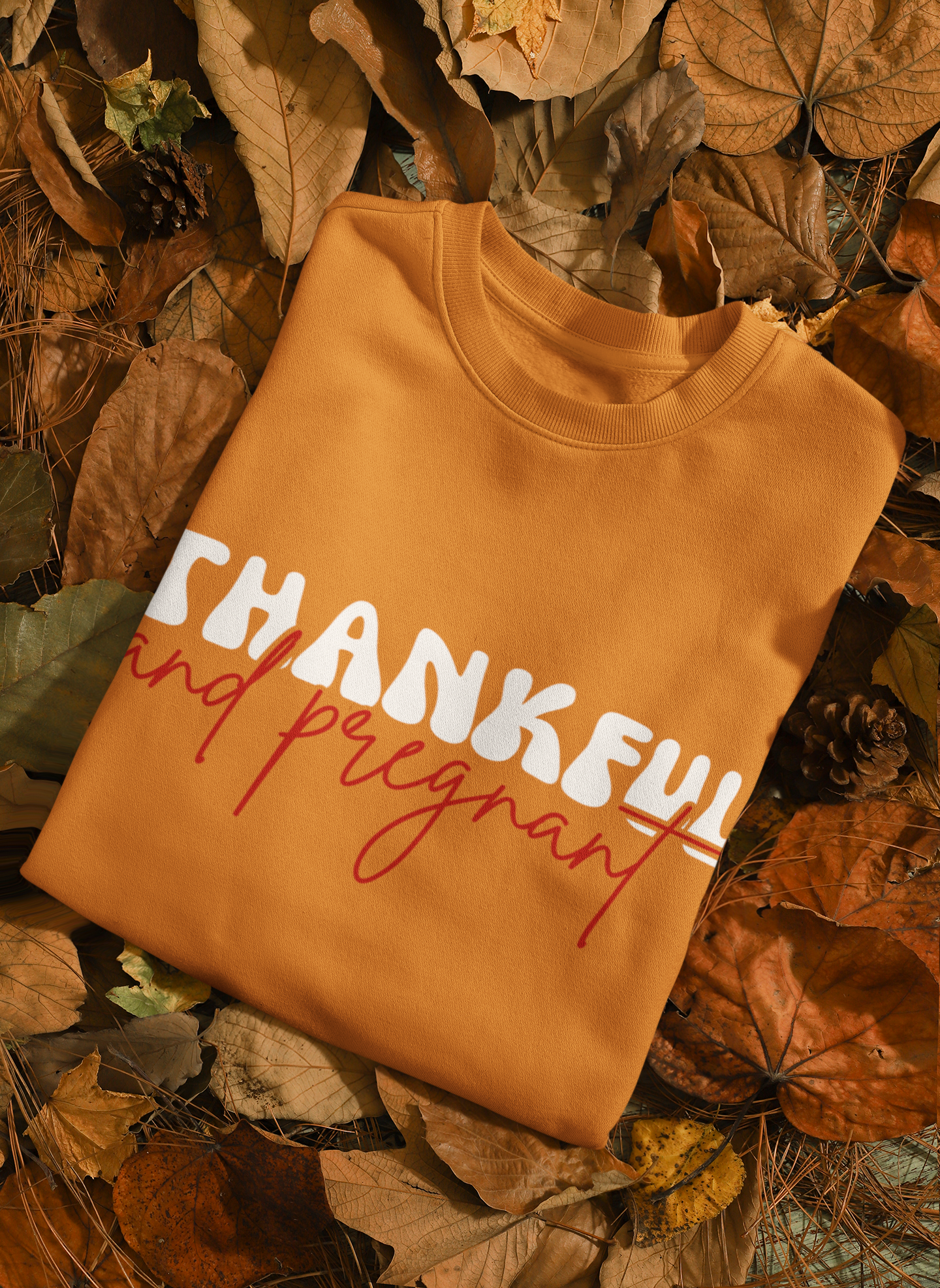 Thankful and Pregnant Thanksgiving Pregnancy Crewneck Sweatshirt