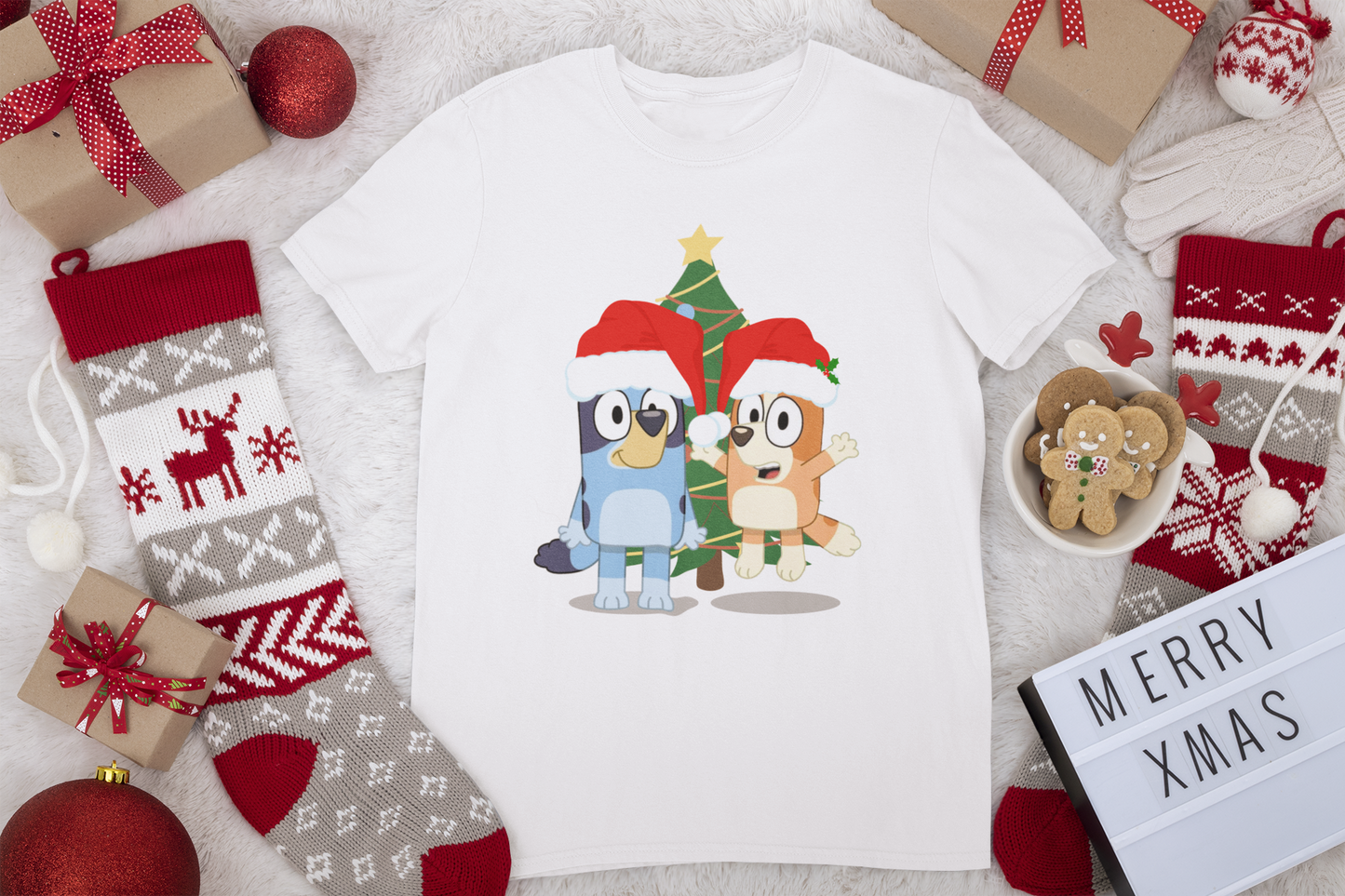 Bluey and Bingo - Bluey TV Show Christmas Unisex T-Shirt