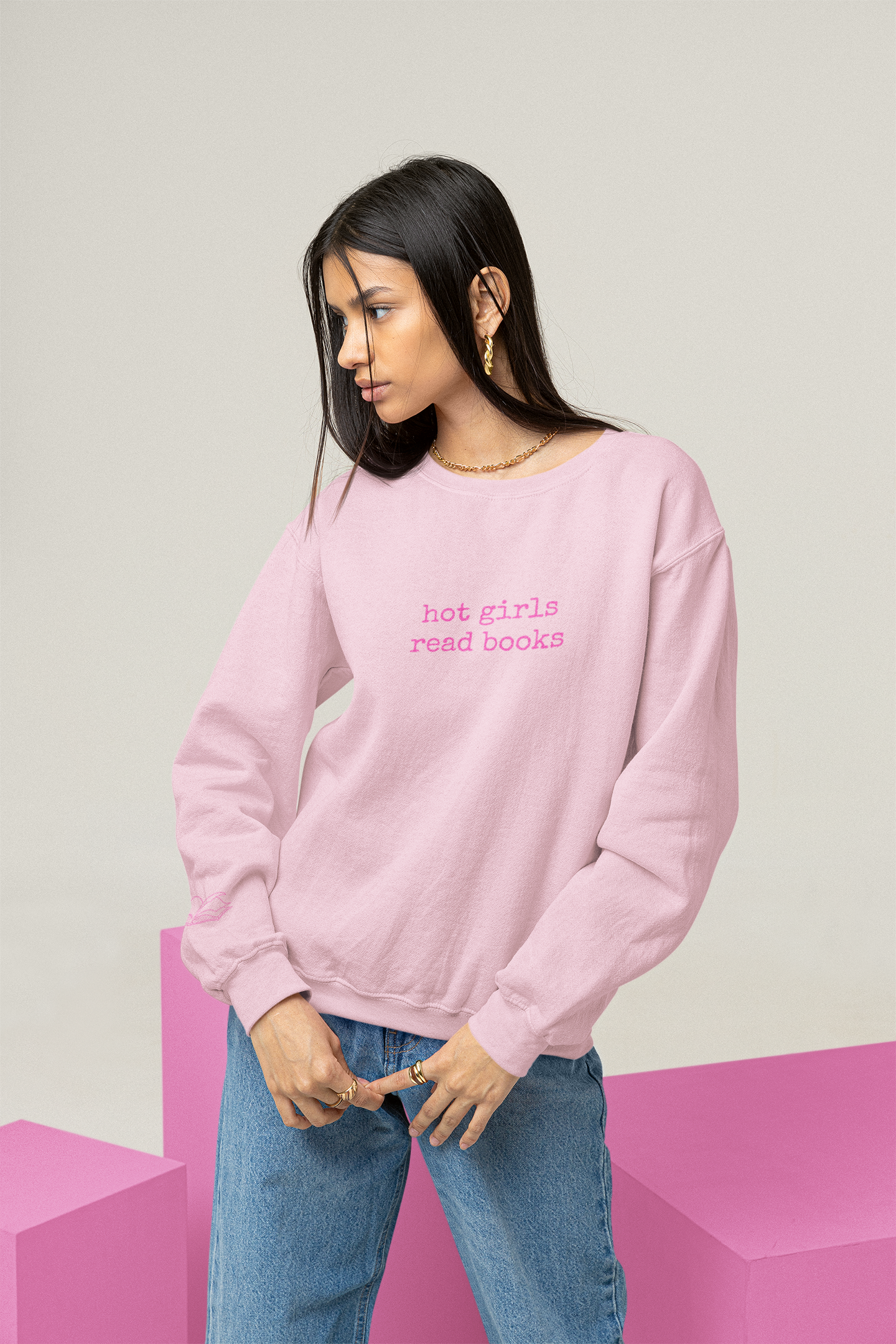 Hot Girls Read Books Crewneck Sweatshirt