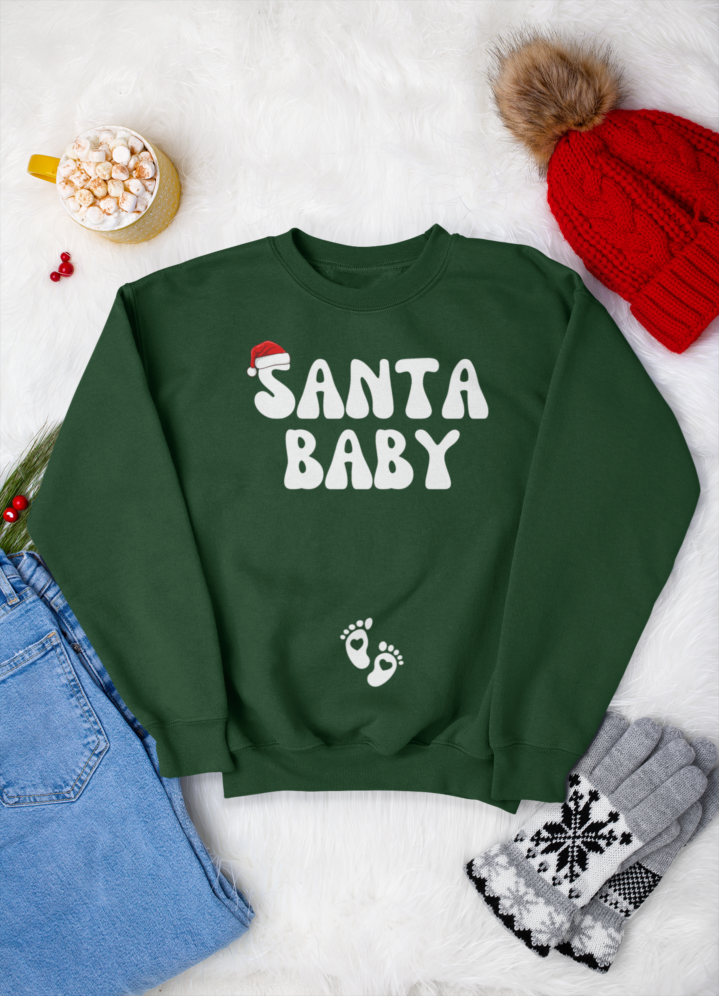 Santa Baby Christmas Pregnancy Crewneck Sweatshirt